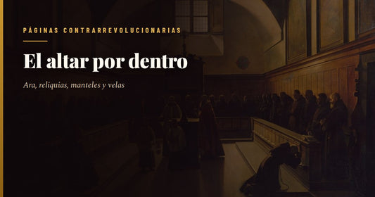 Interior en penumbra del coro de una iglesia de capuchinos, según el cuadro de Granet: nave abovedada y desnuda, luz oblicua de un ventanal alto, el altar al fondo con su cruz y sus candeleros, y frailes de hábito pardo arrodillados en oración
