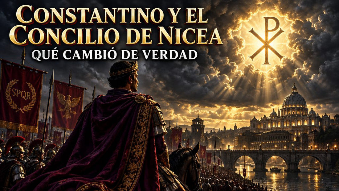 Emperador romano ante el monograma de Cristo resplandeciendo en el cielo