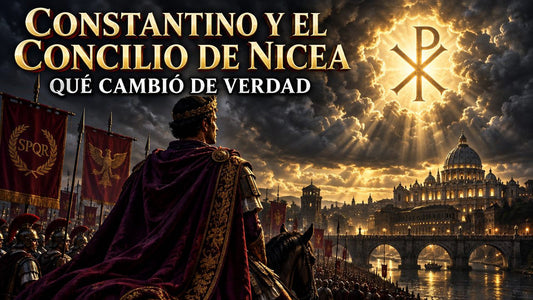 Emperador romano ante el monograma de Cristo resplandeciendo en el cielo
